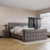 Boxspring Luna Lux met TV-lift luxe gestoffeerd bed met modern design en geïntegreerde televisie in slaapkamer