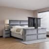Boxspring Optimum met TV-lift luxe gestoffeerd bed met geïntegreerde televisie en modern strak design voor slaapkamer