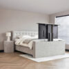 Boxspring Nova met geïntegreerde TV-lift en modern gestoffeerd hoofdbord